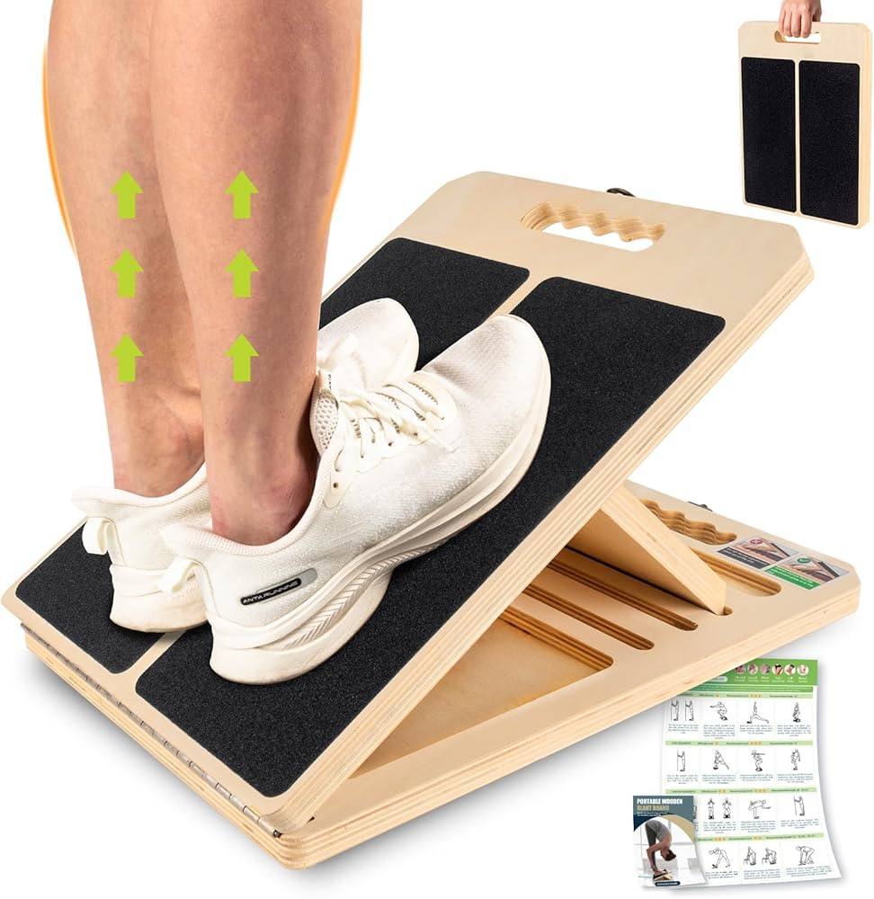 Slant Board for Calf Stretching, Adjustable Portable Wooden Incline Board for Calf Stretcher with... | Amazon (US)