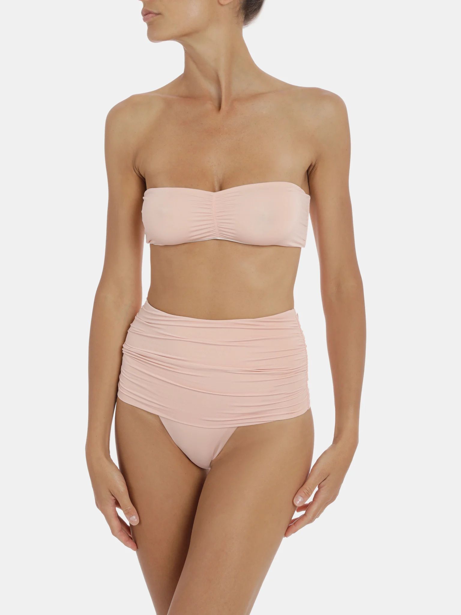 Contrast Ruching Reversible Draped High Waist Bikini Bottom | Verishop