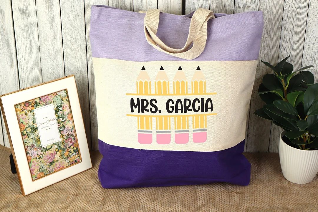 Personalization Teacher Name Tote Bag Teacher Mom Gifts Cute Teacher Shopping Bag Gift for Teache... | Etsy (US)