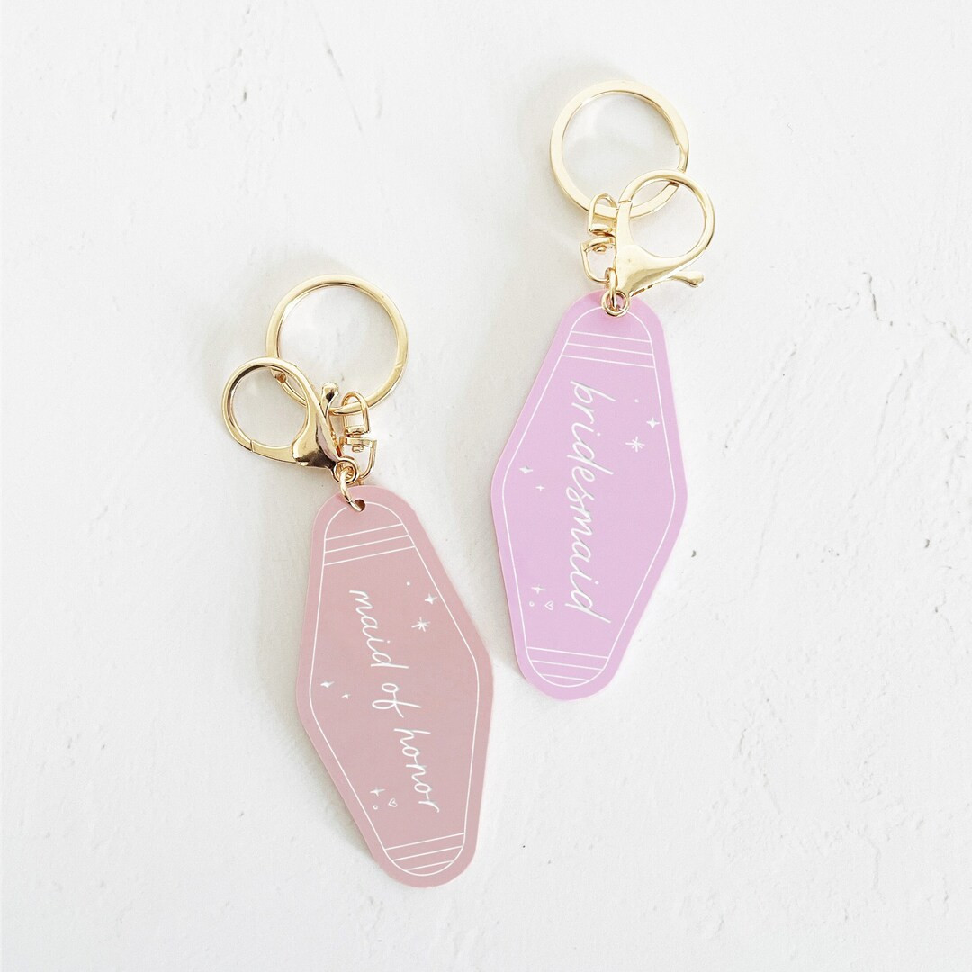 Maid of Honor Retro Motel Keychain, Acrylic, Bridesmaid Gift, Gift for Her, Backpack Tag, Key Tag... | Etsy (US)