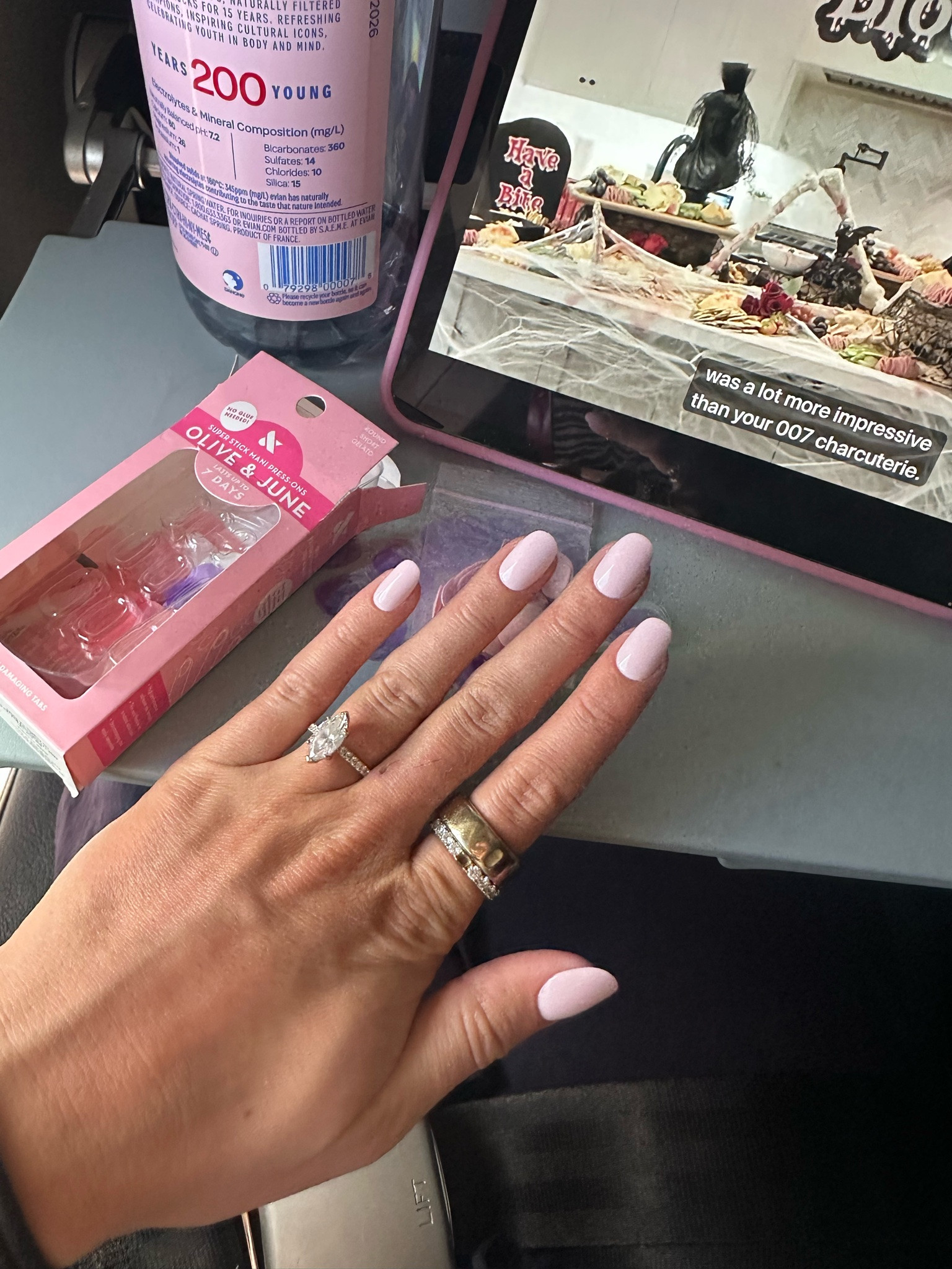 An airplane mani! I used my @oliveandjune press on nails. Easy on, easy off press-on nails with non-damaging tabs for a mani that lasts up to 7 days. Custom engineered nails and tabs for the realest look and the longest wear.

#LTKgrwm #LTKCon #LTKBeauty