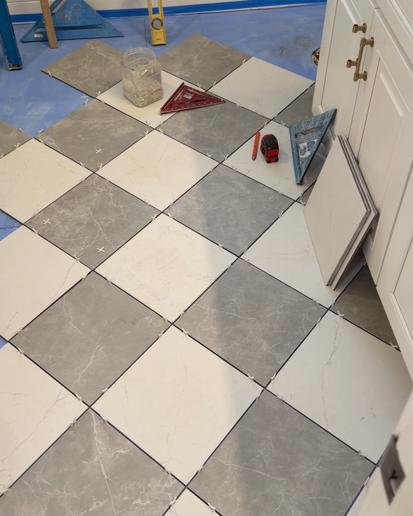 The tile in our boys bathroom needed an upgrade so we grabbed this porcelain tile from @Wayfair and are having it installed in this diamond pattern. It’s stunning and I’m loving how it’s turning out!! Stay tuned to see the finished product and scroll to view full bath & kitchen renovation/build ideas! #ad #wayfairpartner #wayfair

#LTKSaleAlert #LTKstorytime #LTKHome