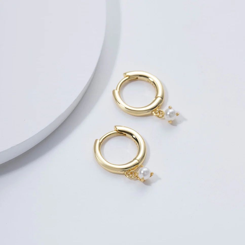 Shell Pearl Hoops | Victoria Emerson