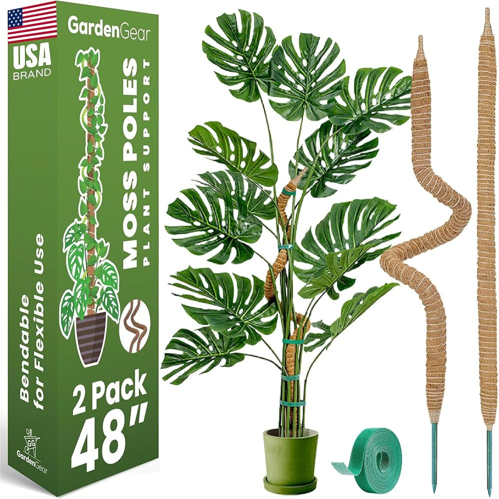 2 Pack 48 Inch Bendable Moss Pole Monstera Plant Support Stakes for Indoor Plants - Tall Moss Sti... | Amazon (US)