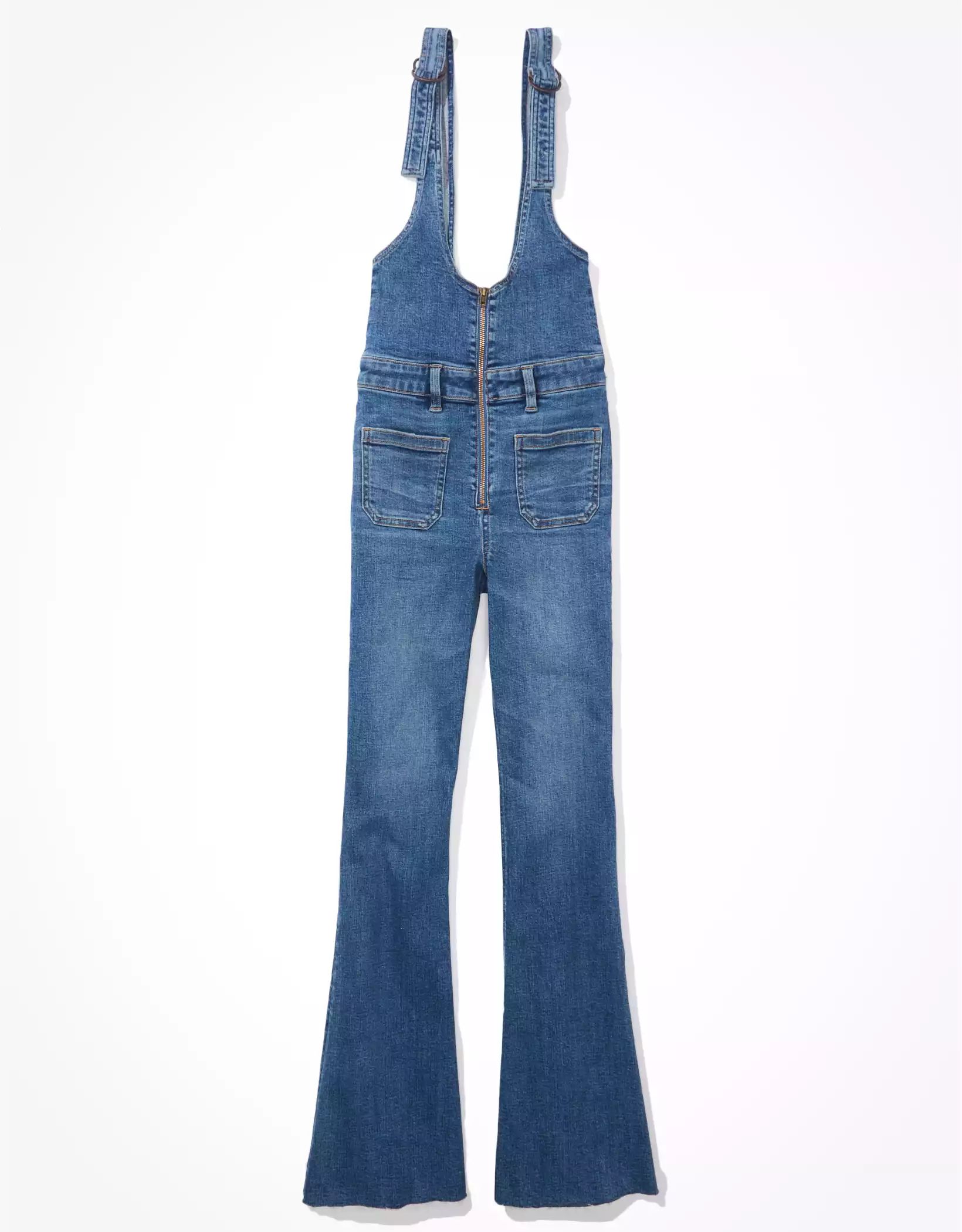 AE Stretch Denim Flare Overall | American Eagle Outfitters (US & CA)