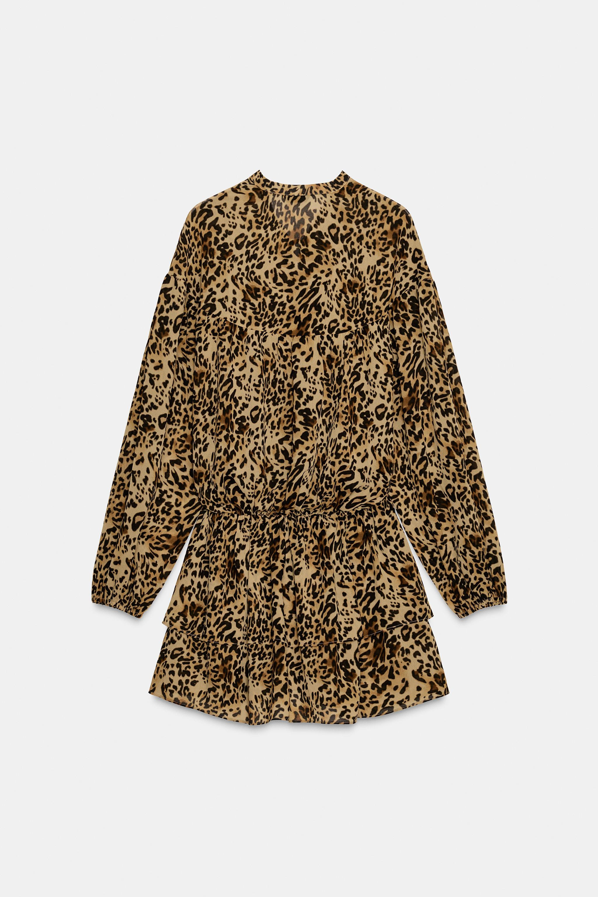 RUFFLED ANIMAL PRINT DRESS | Zara US
