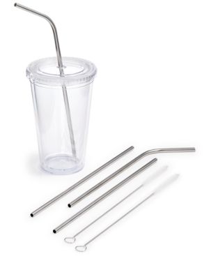 Martha Stewart Collection 6-Pc. Reusable Metal Straw & Brush Set, Created for Macy's | Macys (US)