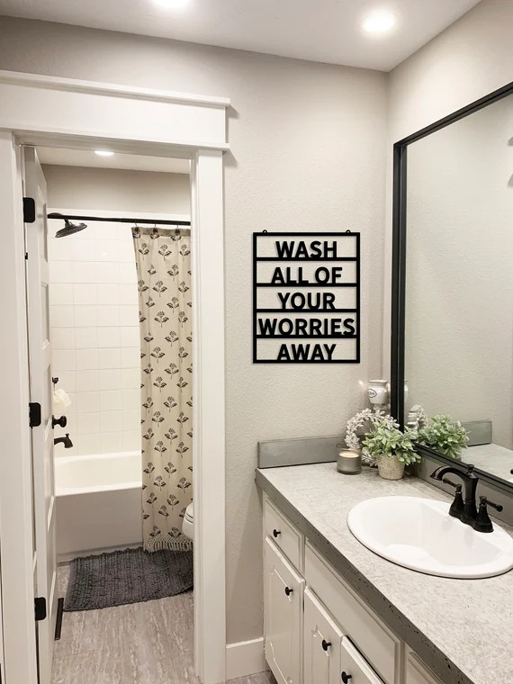 Wash all of your worries away - Metal Sign - bathroom - bath - Wash - shower - Laundry Metal Sign... | Etsy (US)