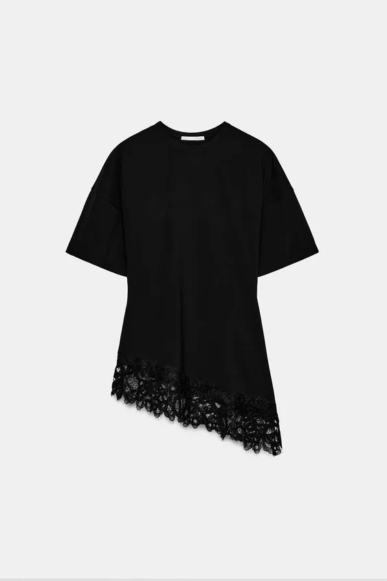 HEAVY COTTON LACE T-SHIRT | Zara UK