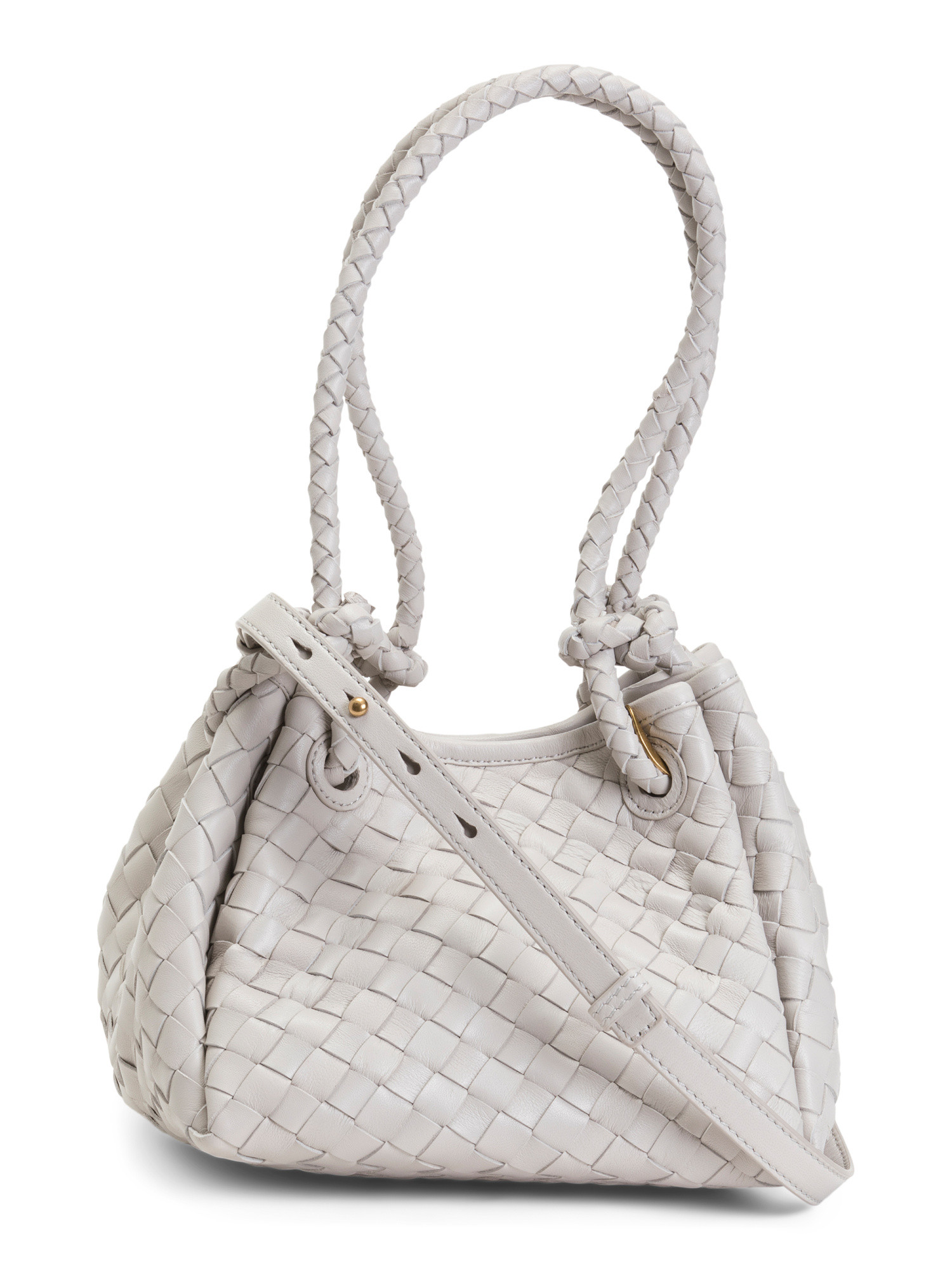 Leather Kinsley Hand Woven Double Handle Small Tote | TJ Maxx