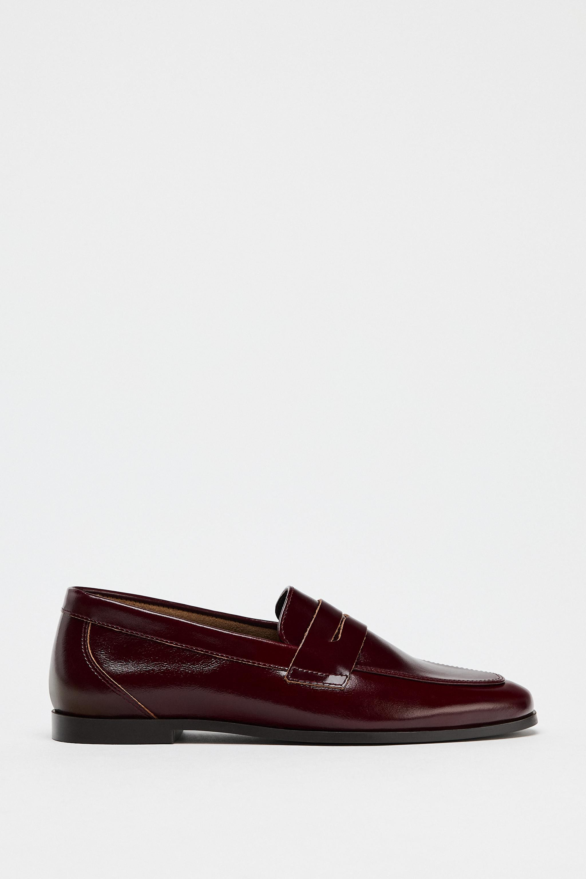 LEATHER PENNY STRAP LOAFERS | Zara UK