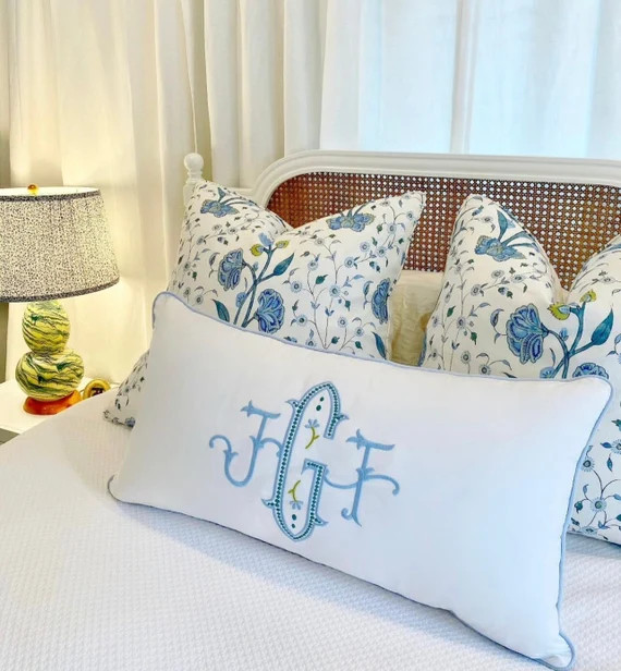 Monogrammed Lumbar Sham White  Cloud Pipe | Etsy | Etsy (US)