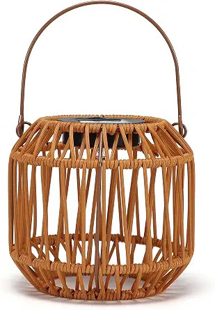 Solar Synthetic Rattan-Style Hanging Lantern, 5.31 x 5.79 in | Amazon (US)