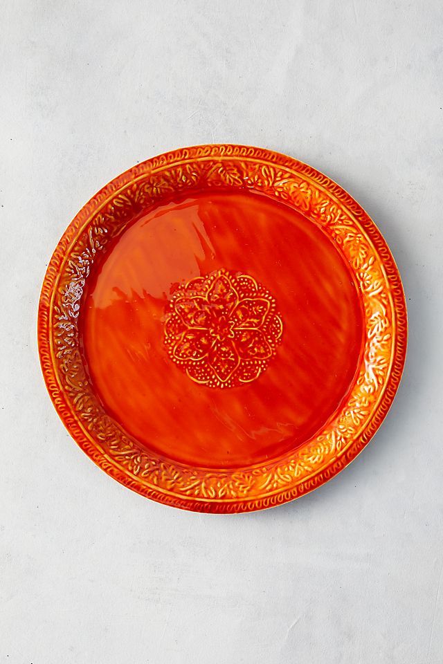 Floral Iron Serving Tray, Orange | Anthropologie (US)