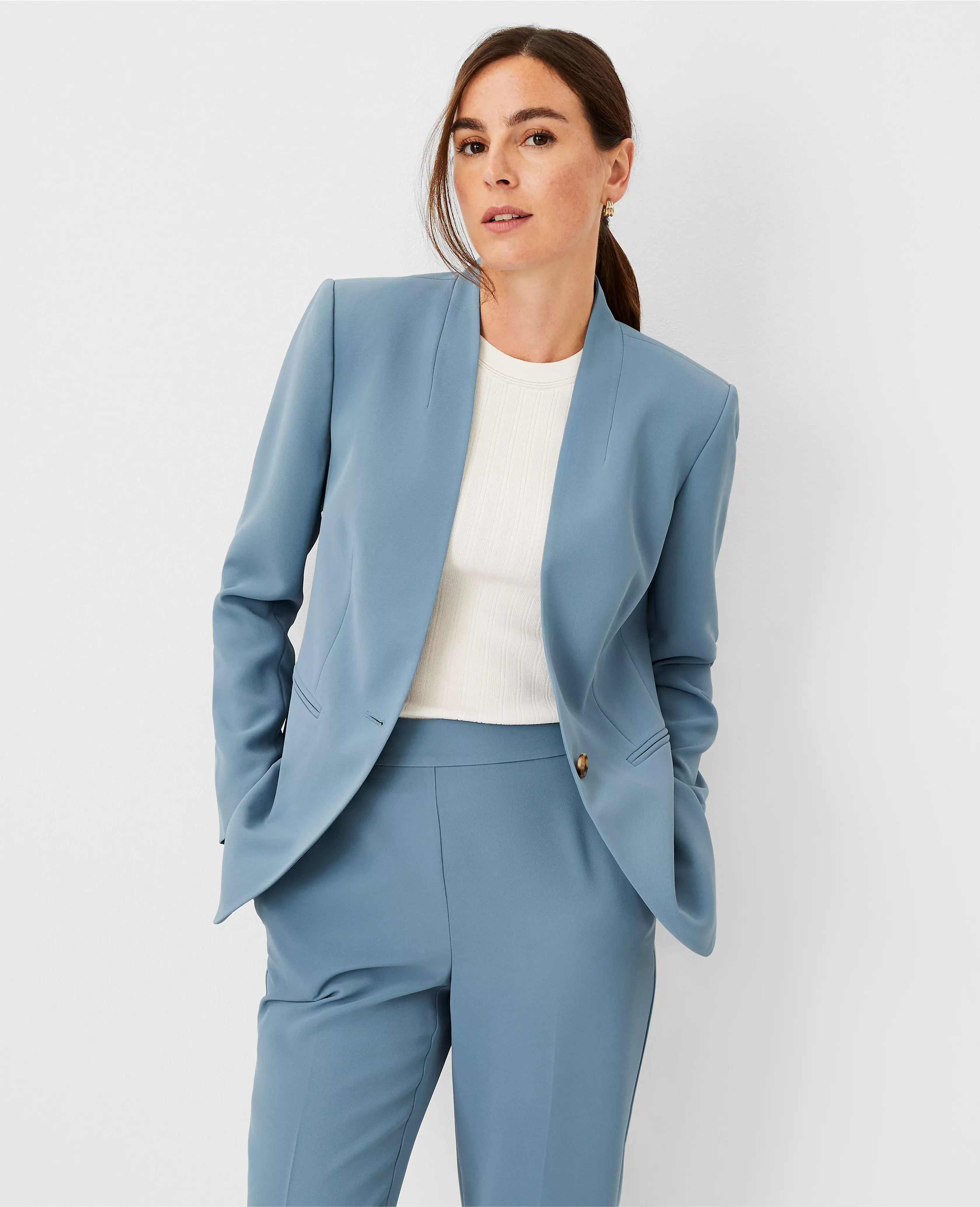 The Long Cutaway Blazer in Fluid Crepe | Ann Taylor (US)