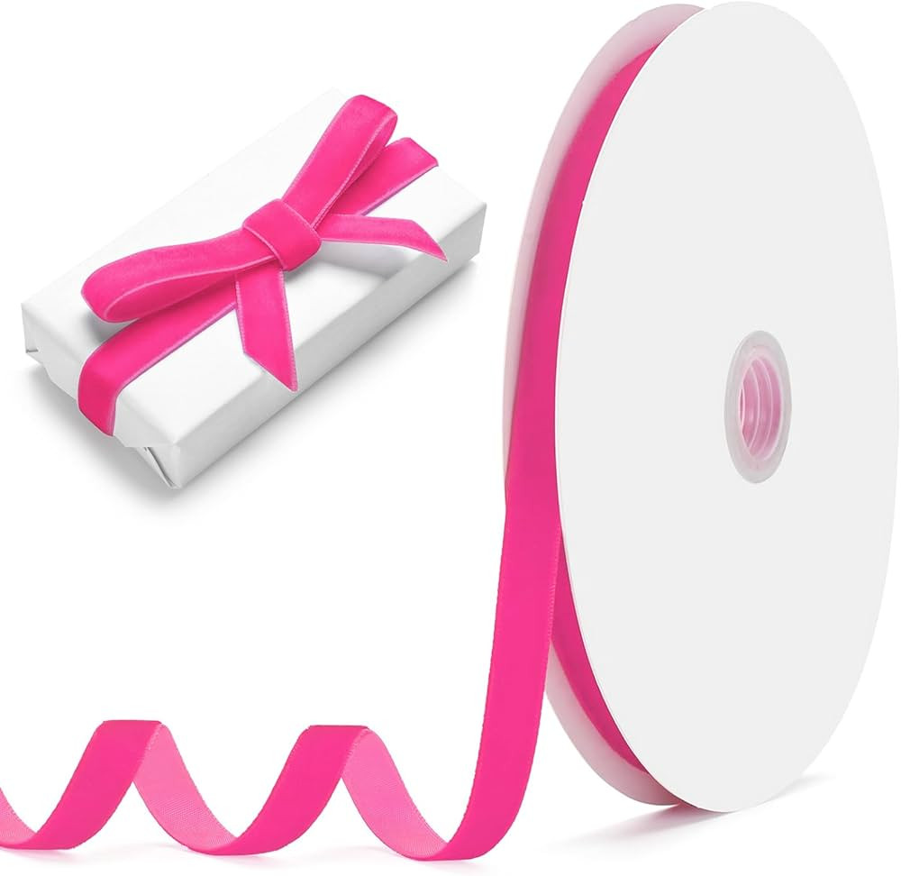 Pink Velvet Ribbon 3/8 Inch x 25 Yards: Velvet Ribbons for Gift Wrapping Valentines & Wedding Flo... | Amazon (US)