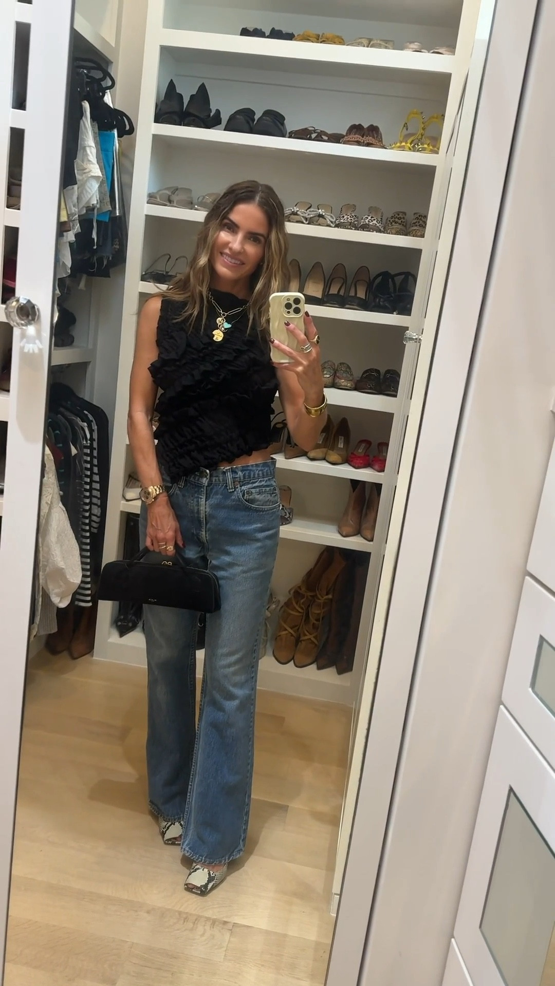 gno off to @gingersdallas to celebrate with @markethighlandpark & @spinellikilcollin their new collection✨

gno dress code: 
grab a chic black blouse + some vintage levi’s (from my girl @aavintedge that i’m obsessed w) 
add fun heels & bag & you’re ready to go! 

i’ve linked some of my fav vintage & non vintage denim below for you that i own & love!

(my advice always go a size up at least in vintage jeans) 

+ i linked some fun going out tops below for you too~ those are always my more requested item!

& my fav snakeskin heels, blk suede bag 

#LTKSaleAlert #LTKStyleTip #LTKItBag