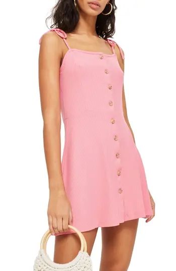 Women's Topshop Button Down Rib Minidress, Size 2 US (fits like 0) - Pink | Nordstrom