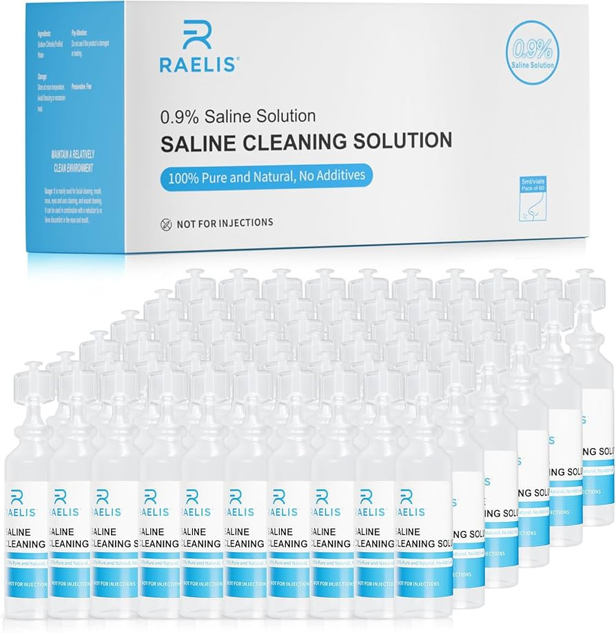 Saline Solution, 300ml /10.56 FL OZ Normal Solution for Multiple Household Uses, 5ml Each, 60 per... | Amazon (US)
