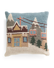 20x20 Ski Lift Hooked Pillow | Marshalls