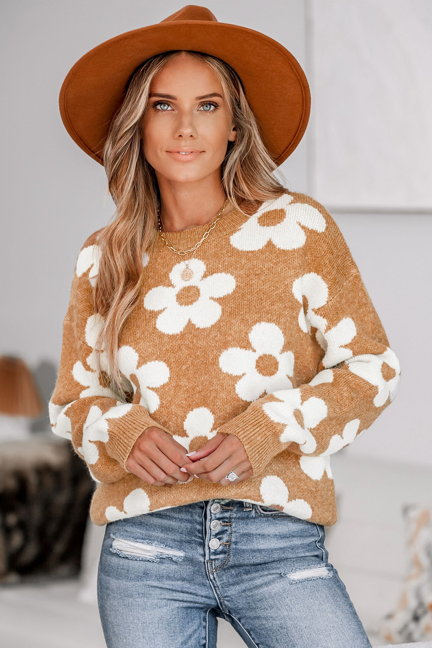 Floral Drop Sleeve SweaterNew | Cupshe US