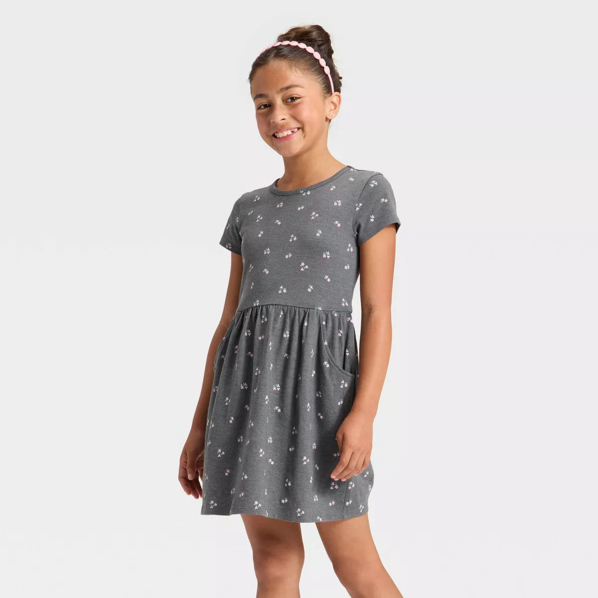 Girls' Short Sleeve Printed Knit Dress - Cat & Jack™ | Target