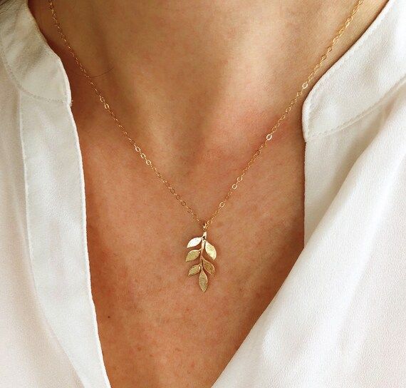 Necklaces for women, dainty necklace, leaf necklace, gold filled necklace, gift for her, dainty j... | Etsy (US)