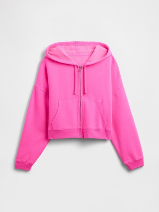 Relaxed Cropped Fleece Zip Hoodie | Gap Factory
