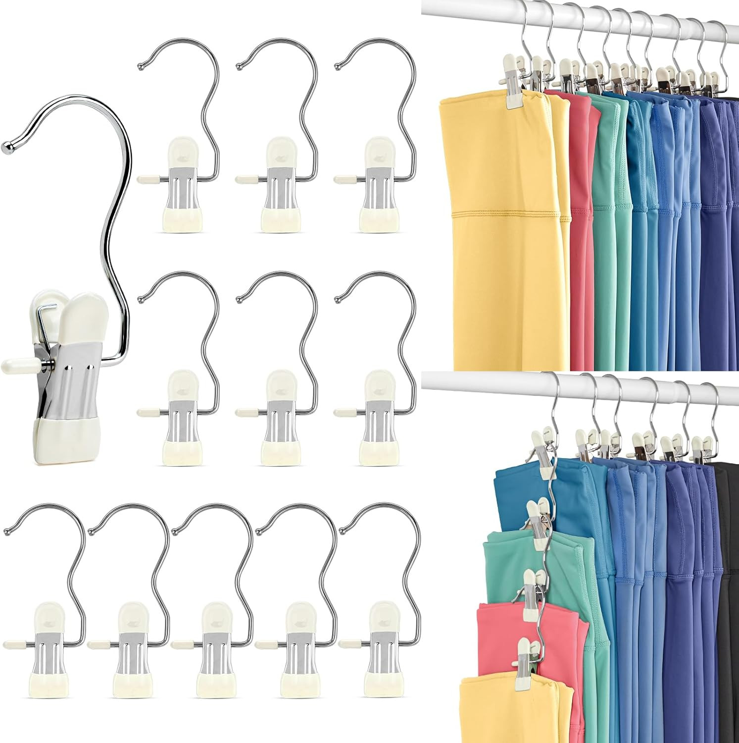 Legging Organizer for Closet, Yoga Pants Hangers 20 Pack Hanging Chip Clips Clothes Pins Holds Le... | Amazon (US)