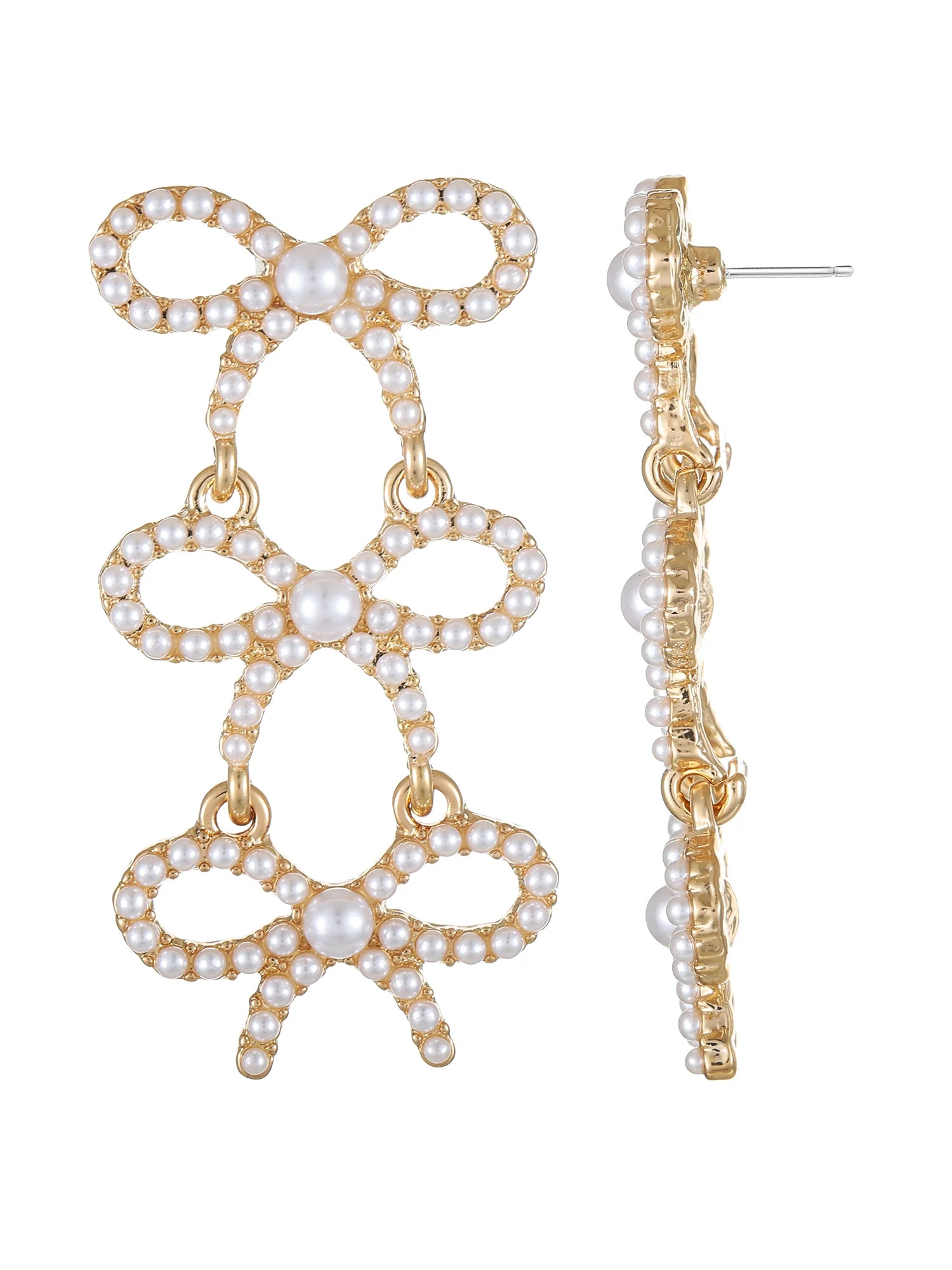 Packed Party Cascading Pearl Bow Earrings - Walmart.com | Walmart (US)