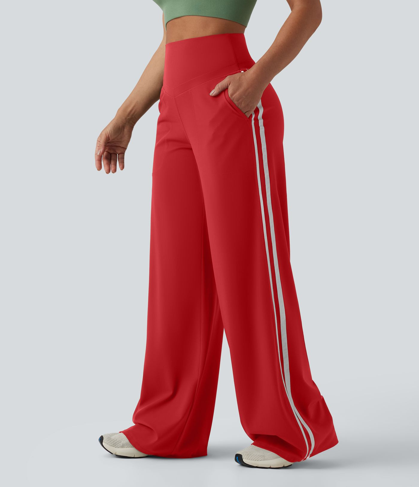 Women’s Halara UltraSculpt™ High Waisted Tummy Control Color Block Stripes Yoga Baggy Pants w... | HALARA