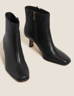 Leather Kitten Heel Square Toe Ankle Boot | Autograph | M&S | Marks & Spencer (UK)