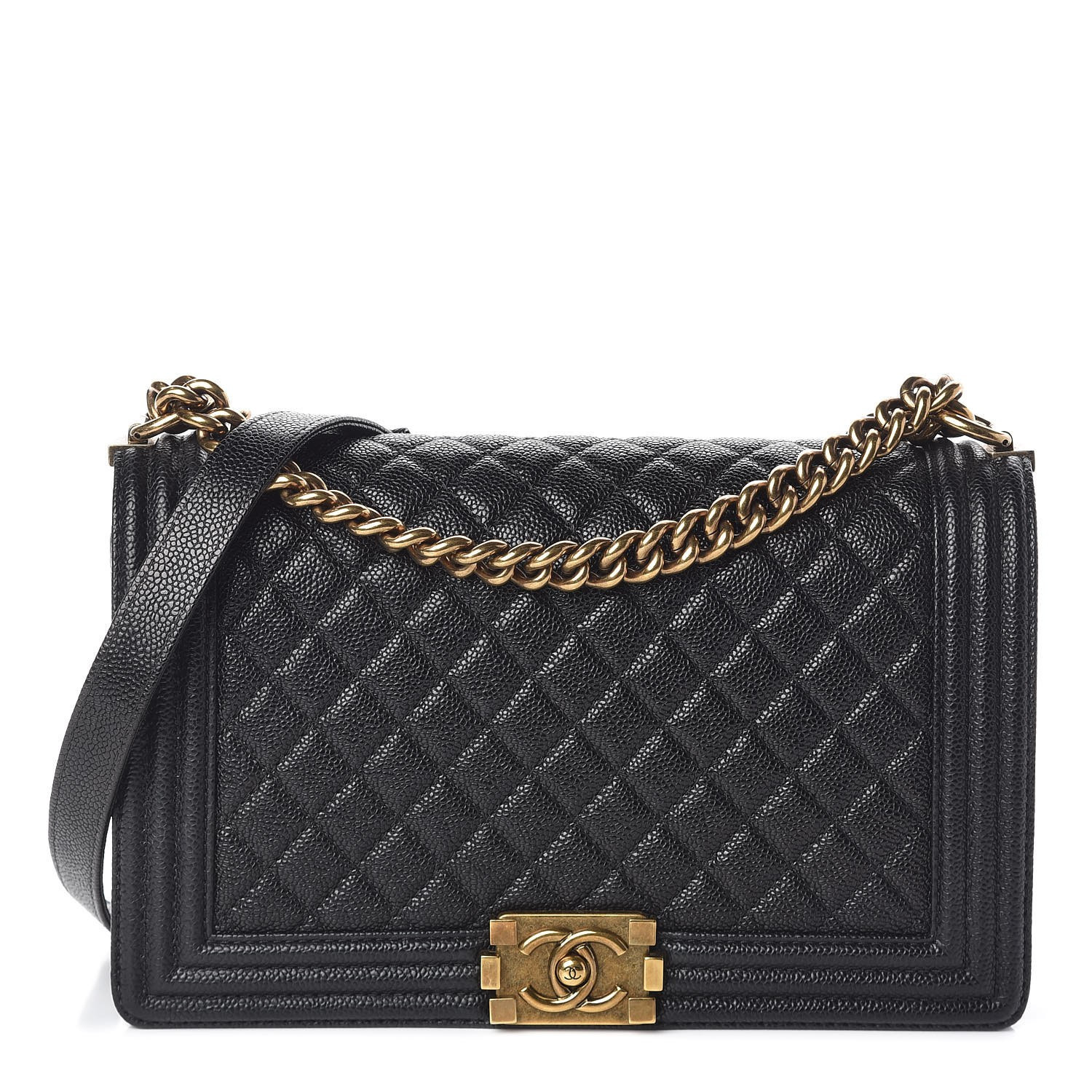 CHANEL Caviar Quilted New Medium Boy Flap Black | Fashionphile