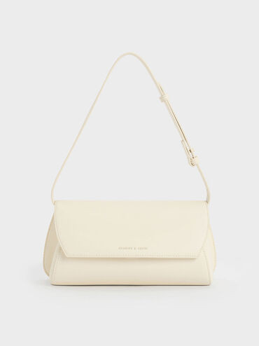 Cream Cassiopeia Front Flap Shoulder Bag | CHARLES & KEITH UK | Charles & Keith UK