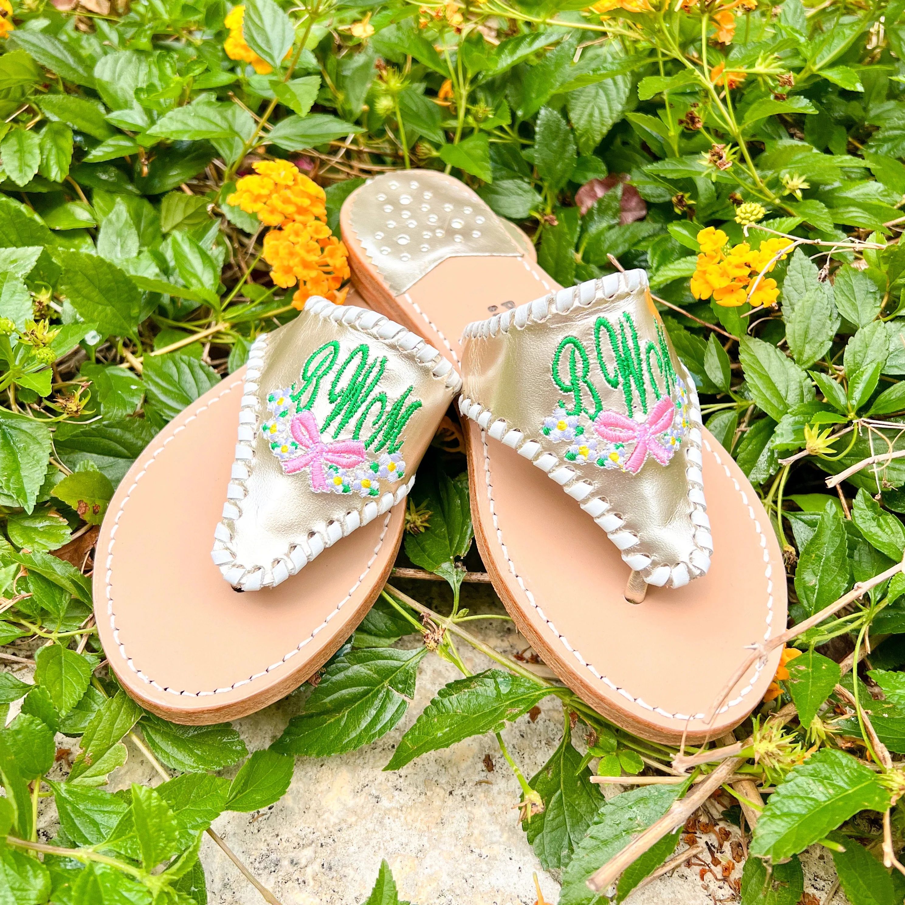 Custom Embroidered Spring Monogram | Palm Beach Sandals