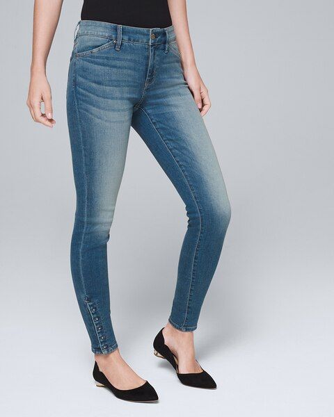 Women's Mid-Rise Everyday Soft Denim™ Skinny Ankle Jeans by White House Black Market, Medium Wash, S | White House Black Market