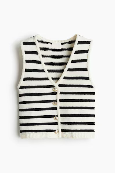 H & M - Button-Front Sweater Vest - White | H&M (US + CA)