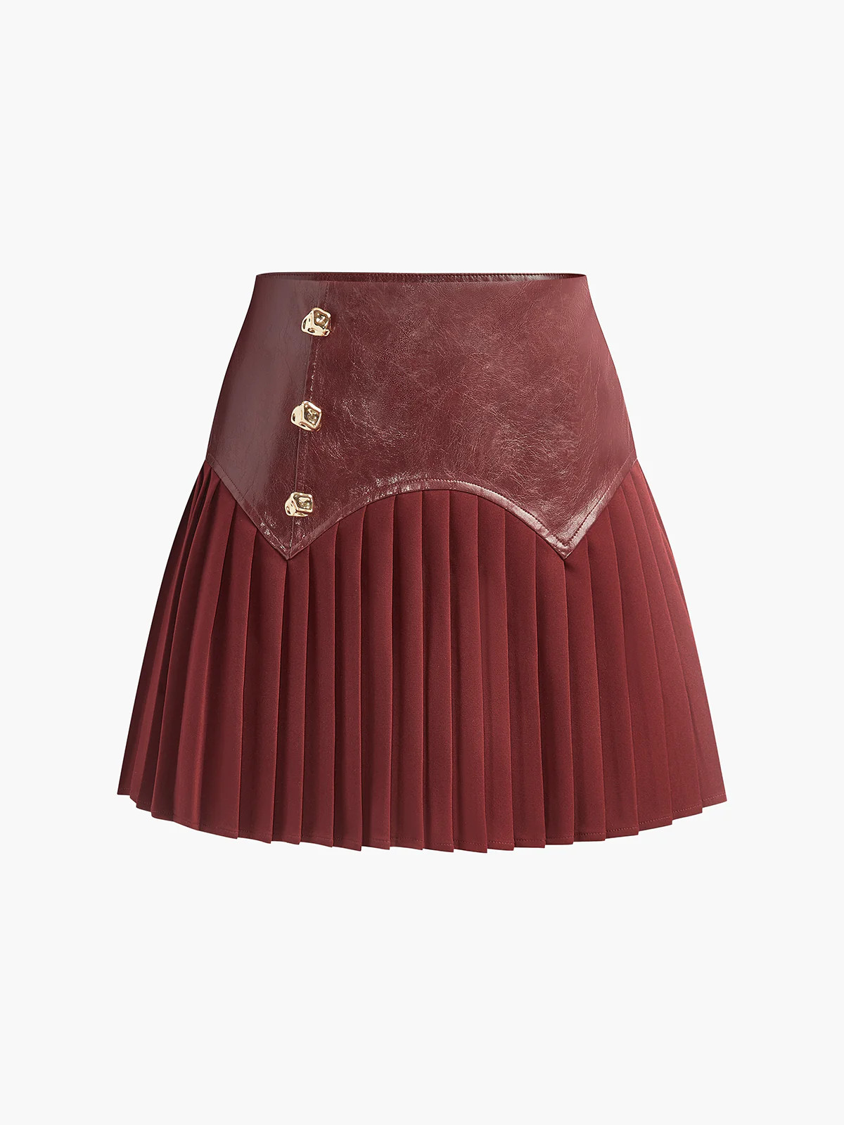 Faux Leather Pleated Panel Mini Skirt | Commense