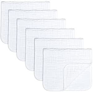 Muslin Burp Cloths 6 Pack Large 100% Cotton Hand Washcloths 6 Layers Extra Absorbent and Soft by ... | Amazon (US)
