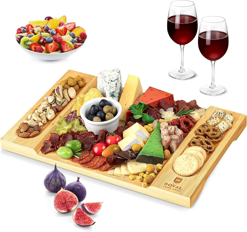 Bamboo Charcuterie Boards - Unique Cheese Board & Serving Tray - Elegant Holiday & Housewarming G... | Amazon (CA)