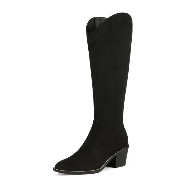 DREAM PAIRS Women's Riding Cowgirl Western Fall Pointed Toe Knee High Boots | Walmart (US)