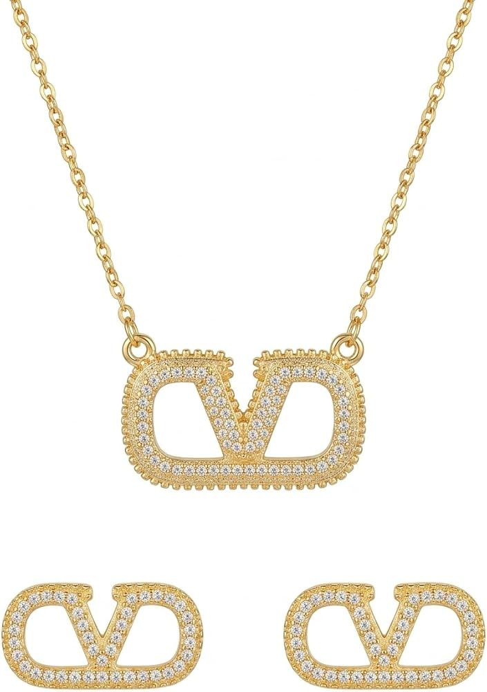 ZYRA Gold Plated Clover Four Leaf Necklace Pendant and Earrings for Women Clover Set Jewelry Gift... | Amazon (US)