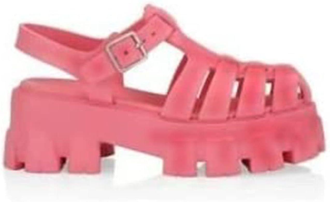 Hopomart Women's Faux Leather Buckle Sandals Ankle Strap Flatform Gladiator Sandals,Comfortable C... | Amazon (US)