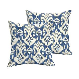 SORRA HOME Rivoli Indigo Square Outdoor Throw Pillow (2-Pack) HD520801SP - The Home Depot | The Home Depot