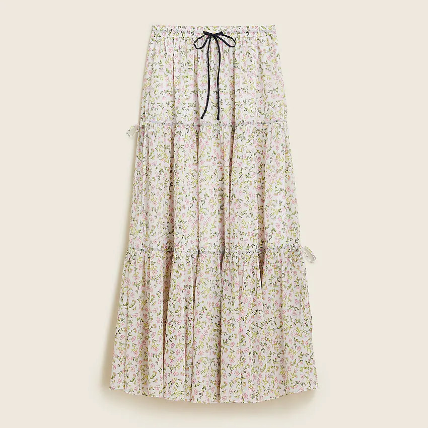 Tiered chiffon maxi skirt in meadow floral | J. Crew US