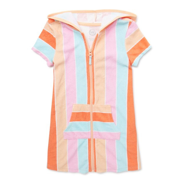 Wonder Nation Girls Terrycloth Swimsuit Coverup with UPF 50+, Sizes 4-18 & Plus | Walmart (US)