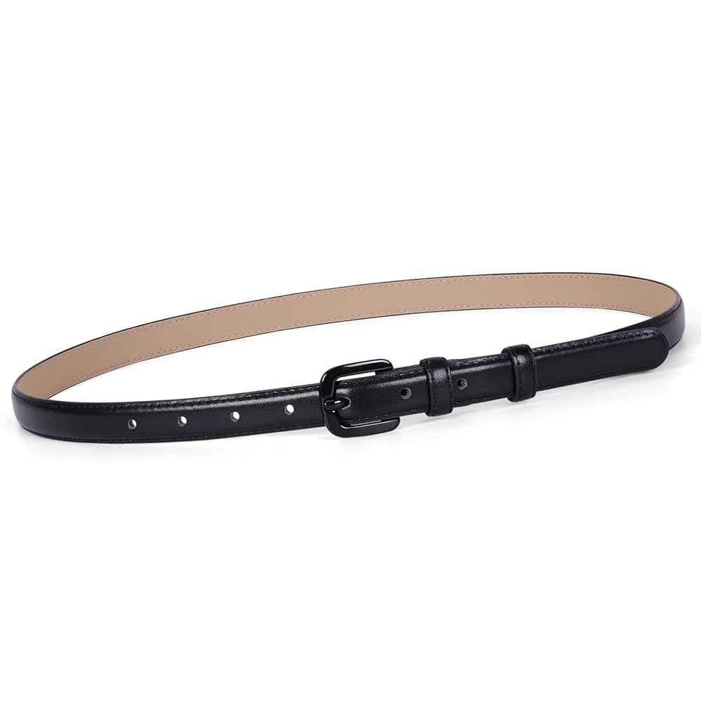 WHIPPY Women Skinny Leather Belt Thin Waist Jeans Belt for Pants in Pin Buckle Belt | Amazon (US)