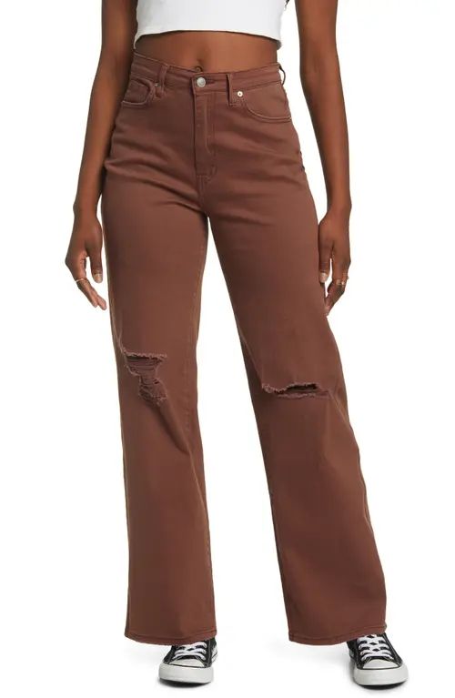 BP. Everyday Destroyed Wide Leg Chinos in Brown Chino Destroy at Nordstrom, Size 30 | Nordstrom