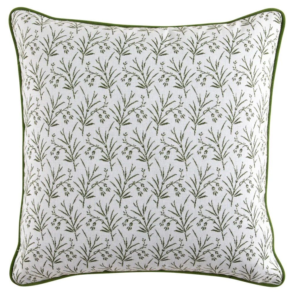 Amelia French Green Botanical Indoor Outdoor Throw Pillow - 20x20 | Kathy Kuo Home