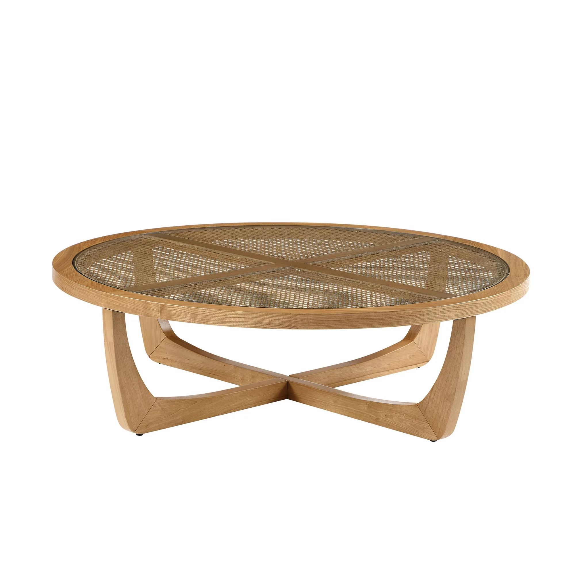 Beautiful Rattan & Glass Coffee Table with Solid Wood Frame by Drew Barrymore | Walmart (US)